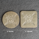 D20 with Swords Leather Coasters Set of 4