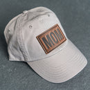 Leather Patch Unstructured Style Hat - Mom Stamp - Block Font