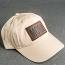 Leather Patch Unstructured Style Hat - Mom Stamp - Block Font
