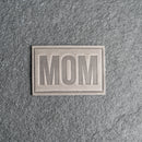Mom Block Font Stamp Leather Patches with Optional Hook and Loop Fastener