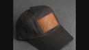 Leather Patch Unstructured Style Hat - Mom Stamp - Block Font