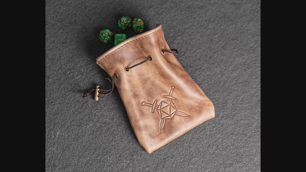Personalized Leather Dice Bag with Custom Stamp