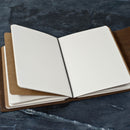 Personalized Refillable Wrap Leather Journal - Inside with notebooks in and view of elastic - Ox & Pine
