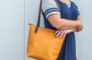 Personalized Leather Zipper Closure Tote Bag