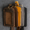Leather ID Card Holder with Lanyard | Personalized Leather Badge Holder with Lanyard