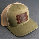 Leather Patch Trucker Style Hat - Dad Stamp