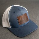 Leather Patch Trucker Style Hat - Pine Tree Ridgeline Stamp