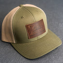 Leather Patch Trucker Style Hat - California Flag Stamp