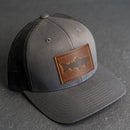 Leather Patch Trucker Style Hat - Fish Stamp