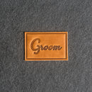 Bride & Groom Leather Patches with Optional Hook and Loop Fastener - Cursive Font