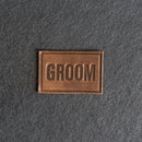 Bride & Groom Leather Patches with Optional Hook and Loop Fastener- Block Font