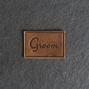 Bride & Groom Leather Patches with Optional Hook and Loop Fastener - Cursive Font