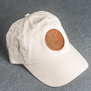 Leather Patch Unstructured Style Hat - Circle Patch - Floral Stamp