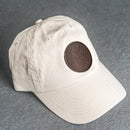 Leather Patch Unstructured Style Hat - Circle Patch - Floral Stamp