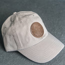 Leather Patch Unstructured Style Hat - Circle Patch - Floral Stamp