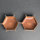 Personalized Leather Valet Tray - Hexagon