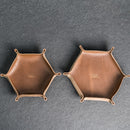 Hexagon Leather Dice Tray with Custom Engraving