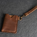 Card Holder Wallet with D-Ring and Optional Wristlet or Lanyard - Personalized Leather Wallet