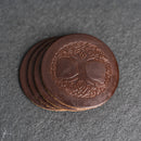 Premium Leather Celtic Tree Coasters – Set of Four