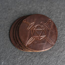 D20 Dice with Crossed Swords Leather Coasters